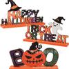 Decoraciones de Mesa de Halloween de Madera Boo Logo de Escritorio Sombrero de Bruja Decoración de Mesa de Fiesta de Halloween