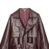 Ropa de mujer al por mayor transfronteriza: Chaqueta casual de moda europea y americana de piel sintética holgada con cinturón, estilo A69629