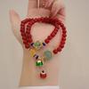 Pulsera Natural de Ágata Roja de Doble Círculo para Mujer, Pulsera de Cuentas de Calabaza para Rezar, Nuevo Estilo Popular de Internet Otoño e Invierno, Venta al por Mayor