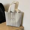 Ins Bolsa Estilo Japonês Bolsa Feminina 2024 Bolsa de Lona Listrada da Moda Bolsa de Ombro Bolsa Feminina de Classe Bolsa de Viagem