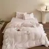 Doce Luxo Rosa Menina Princesa Gaze Roupa de Cama Solteiro/Casal Todo Algodão Lavado Gaze Dupla Conjunto de Três/Quatro Peças Têxteis para Casa
