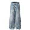 Fx062 High Street Americano Estilo Retro Unisex Diseño de Alto Nivel Lavado Azul Pantalones Vaqueros de Pierna Cruzada para Hombre