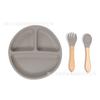Em estoque atacado de produtos infantis de silicone tigela de comida de bebê ventosa forte terno de silicone antiderrapante placa divisória