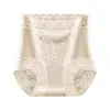 # 2629 # Calcinha de Renda e Cetim Lisa e Luxuosa de Cintura Alta para Mulheres, Controle Leve da Barriga, Sem Costura, Renda Leve, Cobertura Total do Quadril