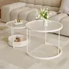 Mesa de centro de vidro arco-íris estilo creme para salas de estar pequenas, design moderno simples, mesas redondas da moda em vários tamanhos