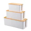 Suministro Directo de Fábrica caja de almacenamiento de alambre con tapa de bambú caja de regleta caja de cables caja de enchufes caja de almacenamiento de cables de datos