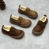 Comércio exterior feito à mão pele uma peça algodão sapatos inverno vintage artístico redondo cabeça plana lã pura grosso quente sapatos femininos algodão