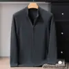 Suéter de cachemira para hombre con cárdigan de cremallera engrosado, 100% cachemira pura de cabra, camiseta básica casual para hombre