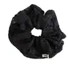 Goma para el pelo tipo scrunchie bordada con encaje estilo coreano, con un tacto de alta gama, presenting un diseño de flor de tela calada para coletas