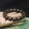 Pulsera Grande de Ágata Rectangular para Hombres y Mujeres, Regalo de Cuentas de Madera para Oración Budista