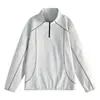 Sudadera de punto gofre con media cremallera y cuello alto para hombre, temporada de otoño, con costuras visibles, corte holgado, estilo montaña, top funcional casual talla grande para hombre