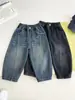 Wind Valley 2026 Inverno Novo Retrô Lavado Jeans Infantil Forrado com Fleece, Calça Longa Estilosa Rasgada para Meninos