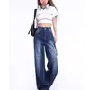 Jeans feminino da moda estilo Hong Kong primavera 2026 novo personalizado com letras hip-hop ins moderno alta rua moda calças compridas estilosas