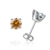 Brincos de Prata de Lei S925 Femininos 30 Minutos 50 Minutos 1 Quilate 2 Quilates Simples Quatro Garras Garras Brincos de Moissanita Fornecimento Direto da Fonte