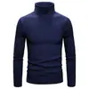 Suéter de cuello alto liso para hombre de comercio exterior transfronterizo otoño e invierno, suéter de punto base a rayas juvenil estilo coreano ajustado