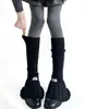 Calcetines de Canalé Cálidos de Piel de Conejo para Otoño e Invierno con Campana en el Tobillo Calentadores de Pierna Tejidos Estilo Ballet Agrupados Etiqueta de Tela Ligeramente Acampanada