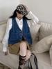 Chaleco vaquero para mujer, estilo Hong Kong, retro, holgado, combinable, sin mangas, 2025