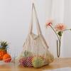 Saco de malha de algodão colorido portátil para compras Saco de malha de algodão trançado Saco com cordão Saco de malha para supermercado, vegetais e frutas Personalização