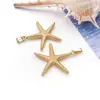 Acessórios para joias DIY, pingente de estrela-do-mar transfronteiriço, banhado a cobre com ouro real 18k, cravejado com zircônia, versátil para colares e pulseiras