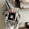 Mochila feminina nova, charmosa e delicada, com acabamento em renda de estrelas, estilo fresh casual, pequena, para a escola, importada
