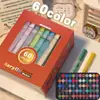 Marcador Acrílico Popular Pluma de Acuarela para Niños Pigmento a Base de Agua Pluma Acrílica Marcador de 60 Colores Pluma Cerámica Colorida