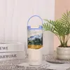 Nueva Serie de Pintura al Óleo 316 Taza de Cerámica con Tapa Ice Buster Gran Capacidad con Compartimento para Té Taza Termo Portátil para Coche con Popote