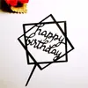 Suministro directo de fábrica de decoración de tartas de cumpleaños transfronterizas con diseño de viento, tarjeta de acrílico para tartas de cumpleaños en oro rosa en inglés