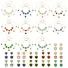 Acero Inoxidable Corazón Cortado Borde de Pan Piedra de Vidrio Bola de Acero Conjunto de Collar Pulsera Aretes Chapado en Oro Real de 18K Que No Se Desvanece