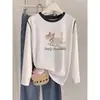 Camiseta de Manga Larga con Cuello Redondo y Bloques de Color Cálidos para Mujer Otoño 2026 Nueva Holgada Adelgazante Casual Capa Base