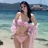 Fofo Biquíni de Piscina com Bloqueio de Cores em Xadrez para Mulheres, Novo Biquíni Listrado Sexy de Duas Peças Pura Desejo