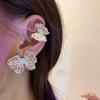 Pendientes de una pieza con clip para oreja, elegantes, de mariposa, sin orejas, con textura de lujo, estilo francés, con flores ricas y ligeras, a la moda y líquidos