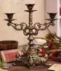 Candelabro Estilo Europeo Artesanía de Hierro Fundido Arte en Hierro Tallado Candelabro Portavelas Candelabro Retro Decoración para el Hogar y Bodas