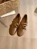 Sapatos Rasos Estilo Ballet Francês com Aumento Interno de Altura para Mulheres, Novidade Início da Primavera 2026 Sapatos Mary Jane com Tiras Cruzadas e Bico Redondo