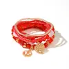 Pulseras multicapa al por mayor, pulseras transfronterizas de cuentas de vidrio de colores, cuentas de cerámica personalizadas, colgantes en forma de corazón, juego de seis piezas