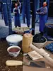 Kit de Tingimento Tradicional de Tecido Azul Estampado com Corante de Soja, Pasta Anticolorante e Ferramentas e Materiais para Tingimento Azul