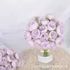 Ramo de 27 rosas artificiales para decoración del hogar y de bodas, ramo de flores falsas color rosa té, arreglo de escena realista de alta gama