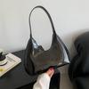 Bolso Nicho de Cuero Patentado Estilo Coreano Bolso Baguette Media Luna para Mujer Bolso de Hombro para Mujer Bolso de Mano para Mujer Textura Moda Bolso Sobaco