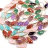 Pétalos de Gota de Agua Facetados Cristal Blanco Natural Bolsita Borde Dorado Colgante Amatista Cristal Rosa Material para Collar Pendientes DIY
