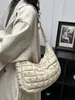 Bolsa de Algodão Plissada Estilo Coreano para Mulheres 2026 Inverno Nova Tendência Simples Bolsa de Ombro Transversal Versátil Bolsa Tote