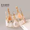 Corona Tiara de Cumpleaños de la Reina de Venta Caliente Decoración para Pastel Adornos para Hornear Corona de Flores Redonda de Perlas para Novia Venta al por Mayor