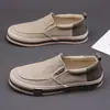 Mocasines de un solo paso para hombre, suela suave, ultraligeros y delgados, cómodos, para el trabajo, tendencia de otoño, versátiles, de corte bajo, transpirables, zapatillas de lona