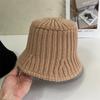 Chapéu de Pescador Jacquard Tricotado em Lã Cor Sólida Estilo Coreano Topo Plano Chapéu Bacia Protetor Solar Feminino Outono e Inverno Quente Estilo Academia de Artes