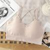 Cinturón fino cruzado sin costuras, hermoso top de tubo para la espalda, cinturón lateral de encaje, almohadilla para el pecho, base sin aro de acero, ropa interior deportiva, sujetador para mujer