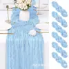 Amazon Transfronterizo Caminero de Mesa de Tela Arrugada Estilo Bohemio Gasa Retorcida Arrugada Decoración para Boda Fiesta Caminero de Mesa