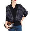 Suéter de Punto de Otoño e Invierno para Madre de Mediana Edad 2025 Nuevo Estilo Camisa de Fondo Moda para Mujeres de Mediana Edad y Ancianas Top de Moda con Cuello en V