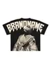 Punk Europeu e Americano Edição Grande Impresso T-Shirt Y2K Estilo Hip Hop Masculino T-Shirt Mascarado Menina Gótico Manga Curta Top