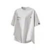 Camiseta de Manga Corta con Estampado de Letras Pesadas para Hombre, Nuevo Estilo Verano 2026, Top Casual Holgado de Cuello Redondo de Media Manga, Blanco y Gris
