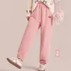 Calça de pijama de flanela coral para casais, espessa e forrada com fleece, calça de casa quente para mulheres, pode ser usada fora, par único, para outono e inverno
