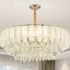 Luminária de cristal luxuosa e elegante para sala de estar, lustre de cristal de alto padrão estilo europeu para sala de jantar, luminária de pena minimalista pós-moderna para hall de quarto principal