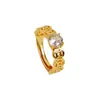 Nuevo Anillo Antiguo de Estilo Chino Chapado en Oro con Incrustaciones de Circonita, Anillo de Moneda Estilo Palacio para Mujer, Joyería de Mano Versátil de Nicho al por Mayor